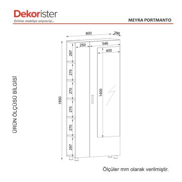 Dekorister Meyra Aynalı Portmanto Ceviz