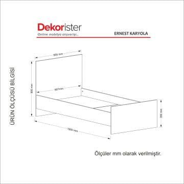 Dekorister Ernest Tek Kişilik Karyola Beyaz - 90*190 cm