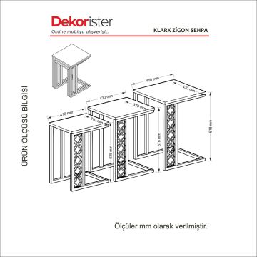 Dekorister Exclusive Klark Demir Zigon Sehpa Ceviz