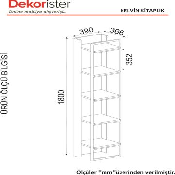 Dekorister Exclusive Kelvin Demir Kitaplık Ceviz