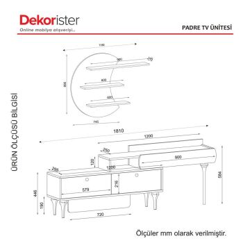 Dekorister Exclusive Padre Tv Ünitesi Ceviz-Mermer