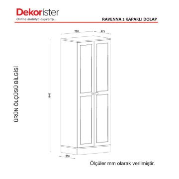 Dekorister Exclusive Ravenna 2 Kapılı Gardrop Beyaz