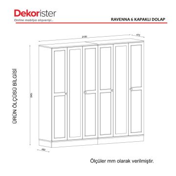 Dekorister Exclusive Ravenna 6 Kapılı Gardrop Beyaz