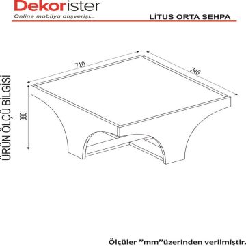 Dekorister Litus Camlı Orta Sehpa Ceviz-Antrasit