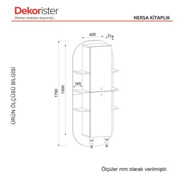 Dekorister Nersa Kitaplık Ceviz-Mermer