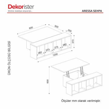 Dekorister Aressa Açılır Akıllı Orta Sehpa Ceviz - Antrasit