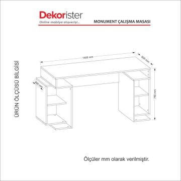 Dekorister Monument Çalışma Masası Beyaz-Kırmızı