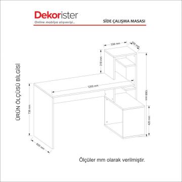 Dekorister Side Çalışma Masası Beyaz-Ceviz