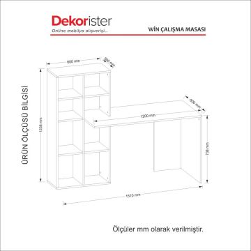 Dekorister Win Kitaplıklı Çalışma Masası Beyaz-Ceviz