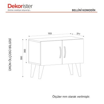 Dekorister Bellini 2 Kapaklı Komodin Beyaz-Ceviz