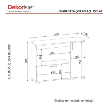 Dekorister Charlotta Çok Amaçlı Dolap Mikro Dalga Dolabı Beyaz-Cordoba