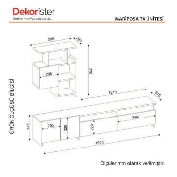 Dekorister Mariposa Kitaplıklı Tv Ünitesi Ceviz-Beyaz