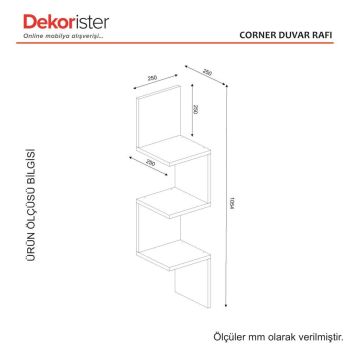 Dekorister Corner Duvar Rafı Beyaz