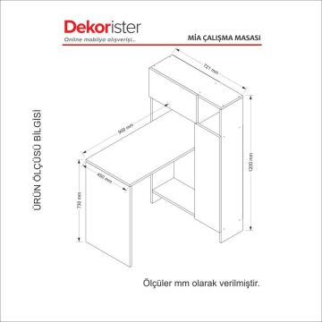 Dekorister Mia Çalışma Masası Beyaz-Ceviz