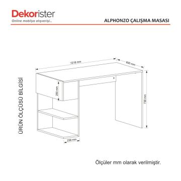 Dekorister Alphonzo Çalışma Masası Beyaz-Ceviz