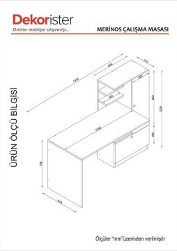 Dekorister Merinos Kitaplıklı Çalışma Masası Beyaz