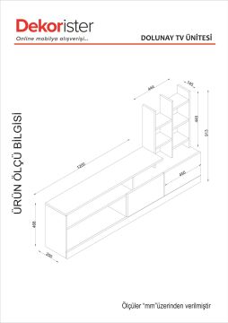 Dekorister Dolunay Kitaplıklı Tv Ünitesi Beyaz