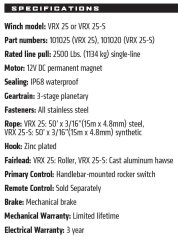 Warn VRX 25-S 2500 LB Sentetik Halatlı ATV UTV Vinci 101020