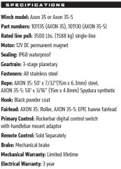 Warn AXON 35-S 3500 LB Sentetik Halatlı ATV UTV Vinci 101130