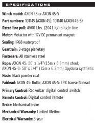 Warn AXON 45 4500 LB ATV UTV Vinci 101145