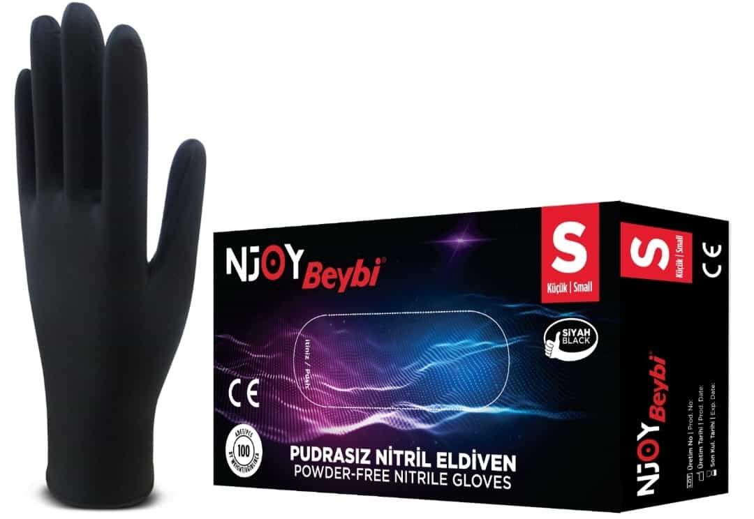 Beybi Njoy Siyah Nitril Medikal Muayene Eldiveni ( S ) 20 Paket