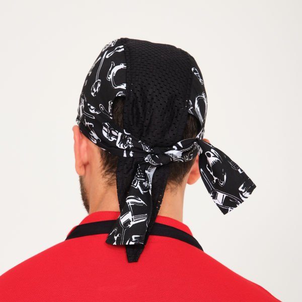 Fileli Rende Desenli Aşçı Bandana