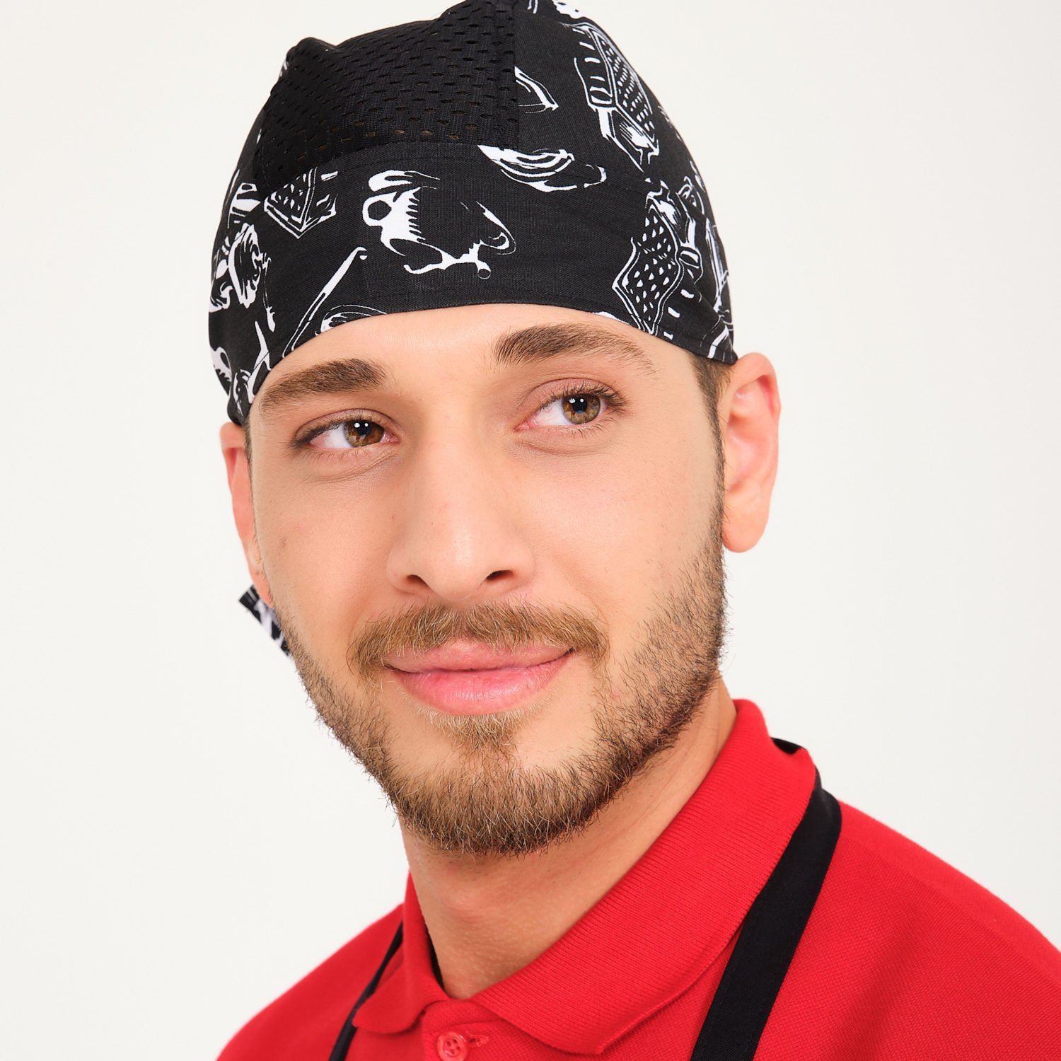 Fileli Rende Desenli Aşçı Bandana