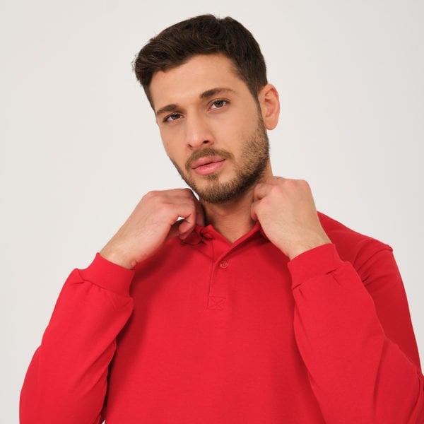 Kırmızı İki İplik Sweatshirt