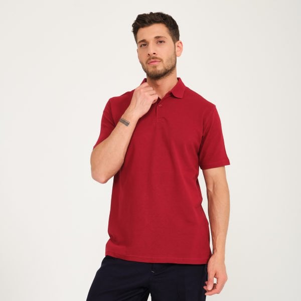 Bordo Penye Lacoste Polo Yaka İş Tişörtü