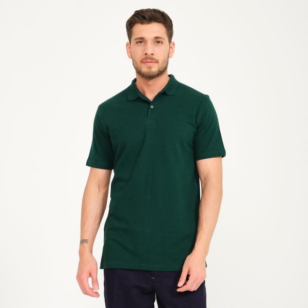 Koyu Yeşil Penye Lacoste Polo Yaka İş Tişörtü