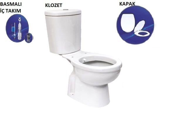 Karmen Alttan Çıkışlı Klozet ve Su Rezervuarı İç Takım ve Kapak Dahil