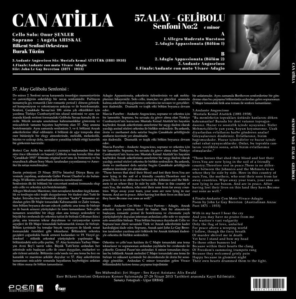 CAN ATİLLA - 57. ALAY - GELİBOLU / SENFONİ NO.2 / SYMPHONY NO.2 (LP)