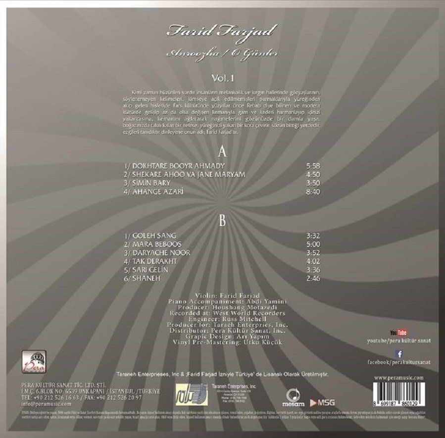 FARID FARJAD - ANROOZHA / O GÜNLER VOL.1 (LP)