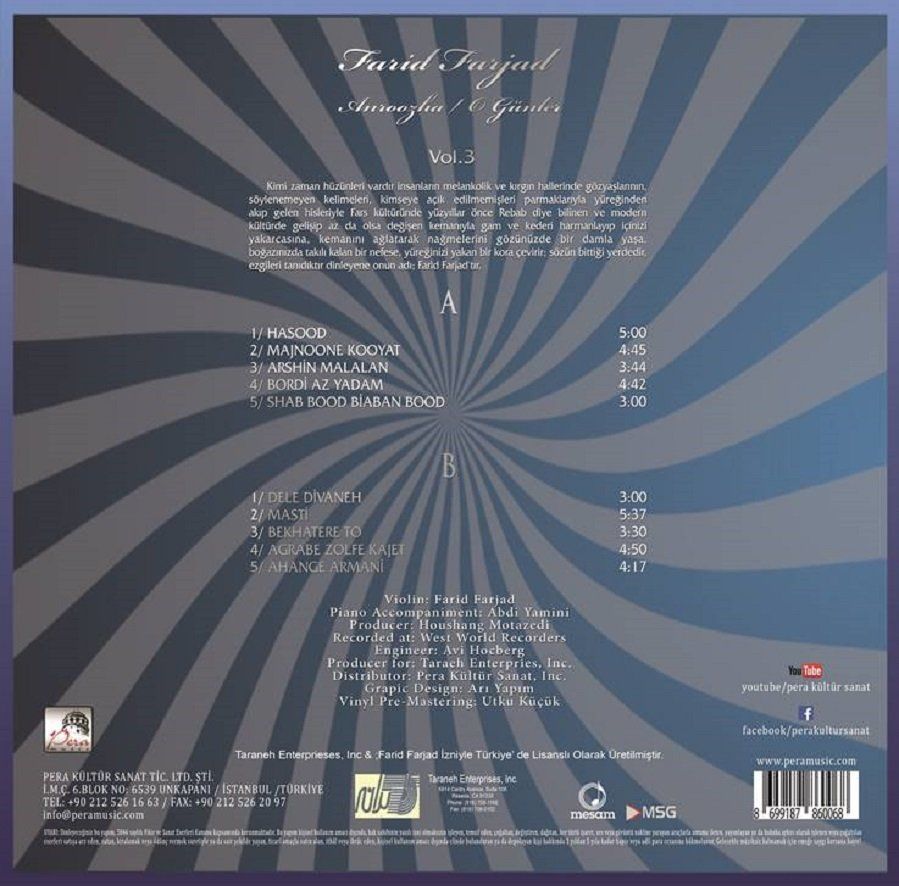 FARID FARJAD - ANROOZHA / O GÜNLER VOL.3 (LP)