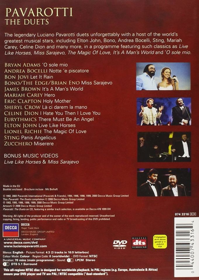 PAVAROTTI - THE DUETS (DVD)