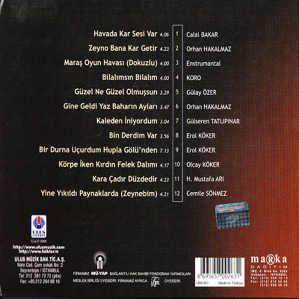 TÜRKÜLERLE TÜRKİYE (TÜRKİYE WITH FOLK SONGS) - 46 KAHRAMANMARAŞ  (CD)