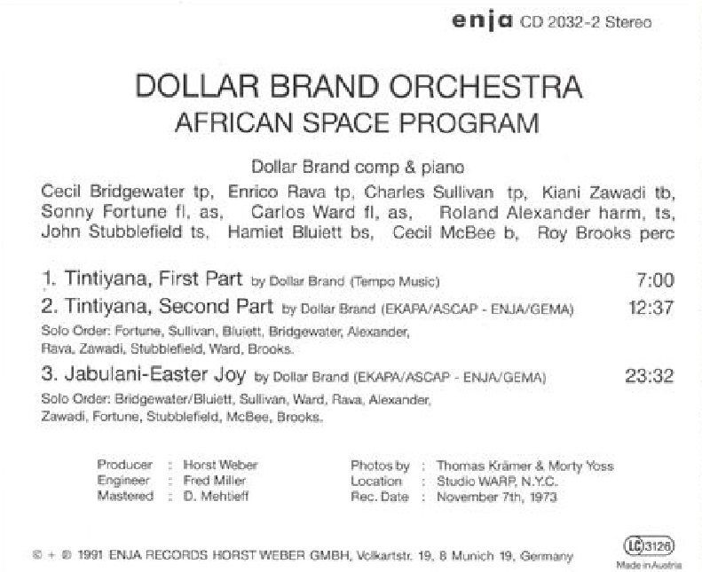 DOLLAR BRAND - AFRICAN SPACE PROGRAM