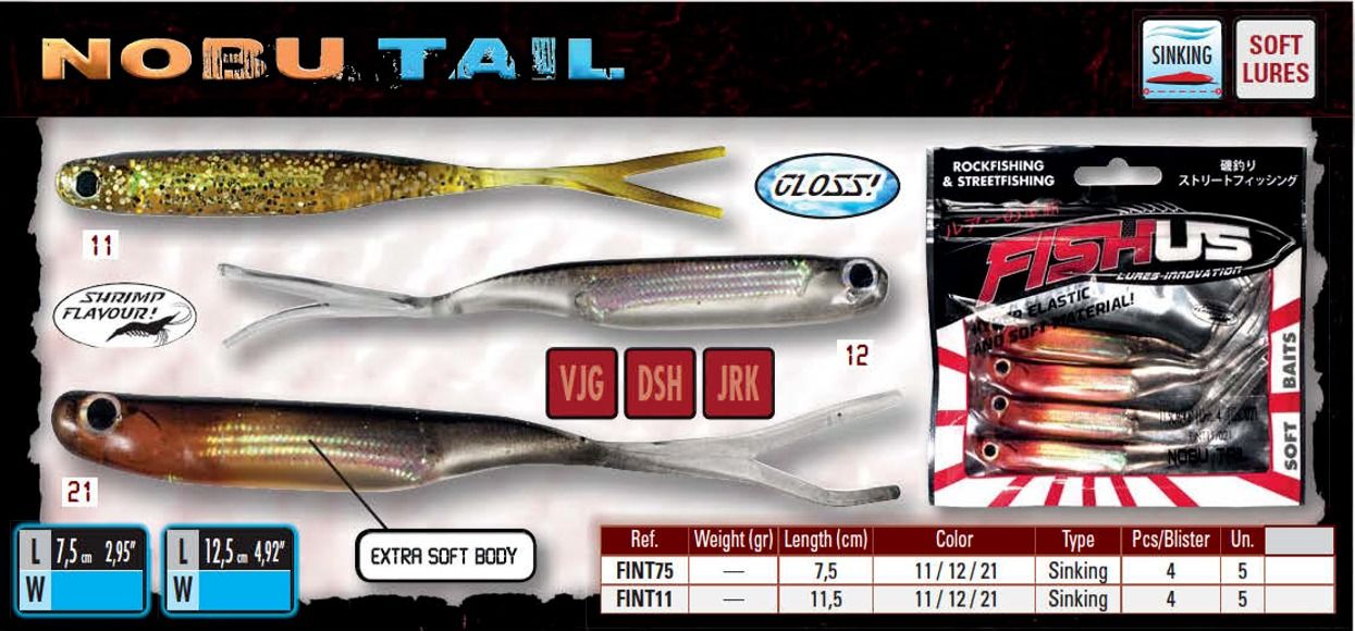 Fishus Nobu Tail 7.5cm 4.6gr Silikon Yem