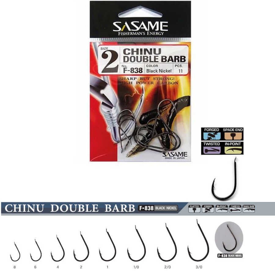 Sasame F-838 Chinu Double Barb Black Nickel İğne