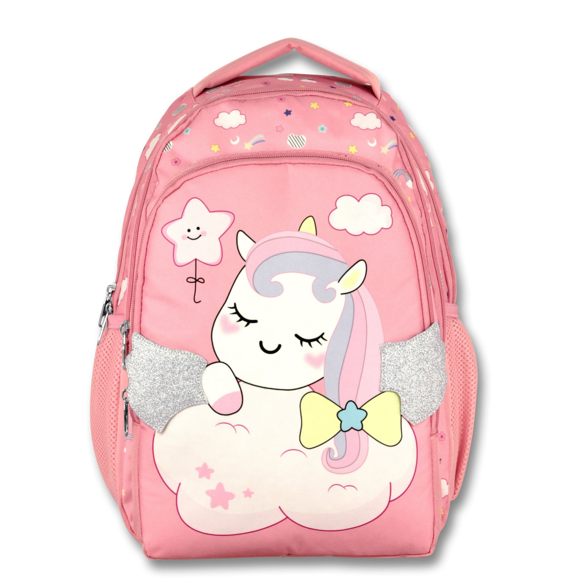 4162 Cennec Pembe Simli Kanatlı Unicorn İlkokul Çantası