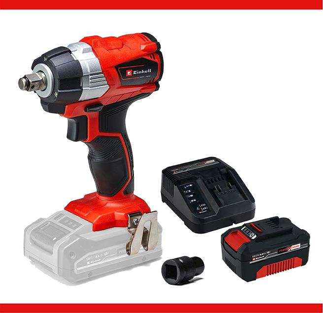 Einhell TE-CW 18Li BL Brushless - Solo, Kömürsüz Akülü Darbeli Somun Sıkma ve  18V 4,0 Ah PXC Starter Kit (Başlangıç Seti)