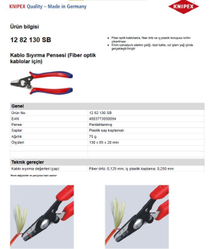 Knipex 1282130 Fiber Optik Kablo Sıyırıcı