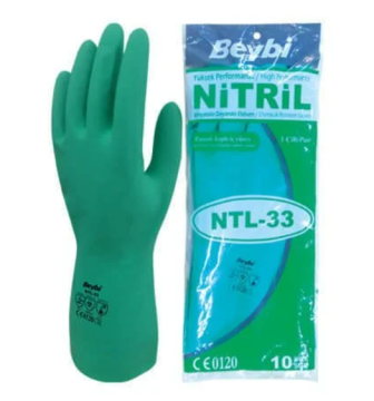 Beybi NTL-33 Kimyasal Koruyucu Nitril Eldiven 1 KOLİ ( 120 Adet )