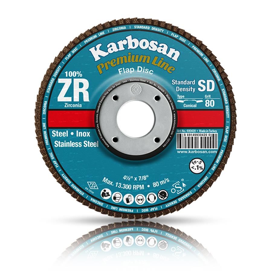 Karbosan Zirkonyum Flap Disk 115 x 22.23 - 60 Kum