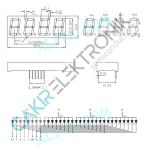 HSN-5641 , 5641BS - ANOT KIRMIZI (RED )0.56-inch Red 4-Digit CA LED 7-Segment Display