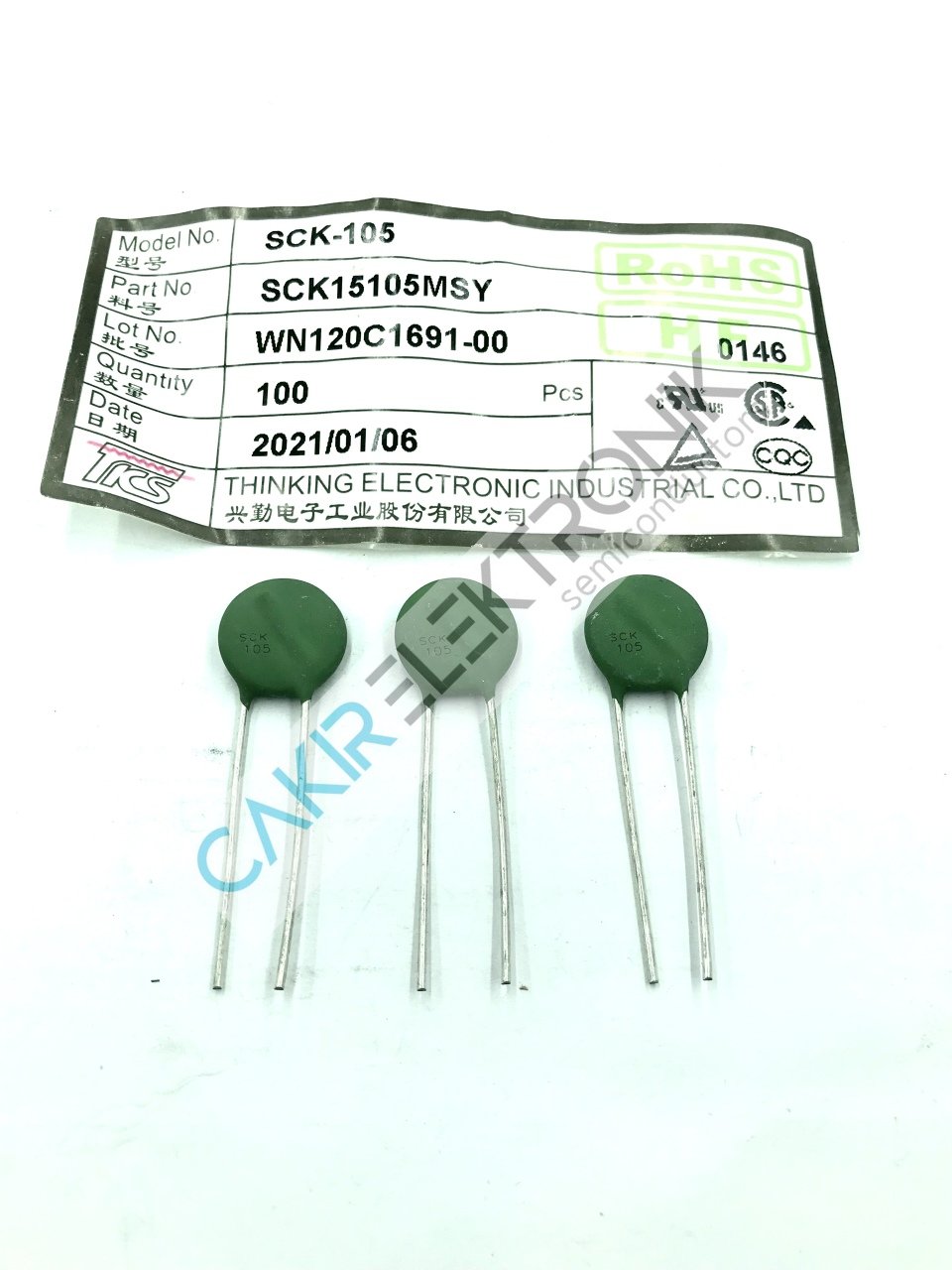 SCK-105  - SCK15105MSY - NTC-10D20 Thermistor  15 OHM 16MM