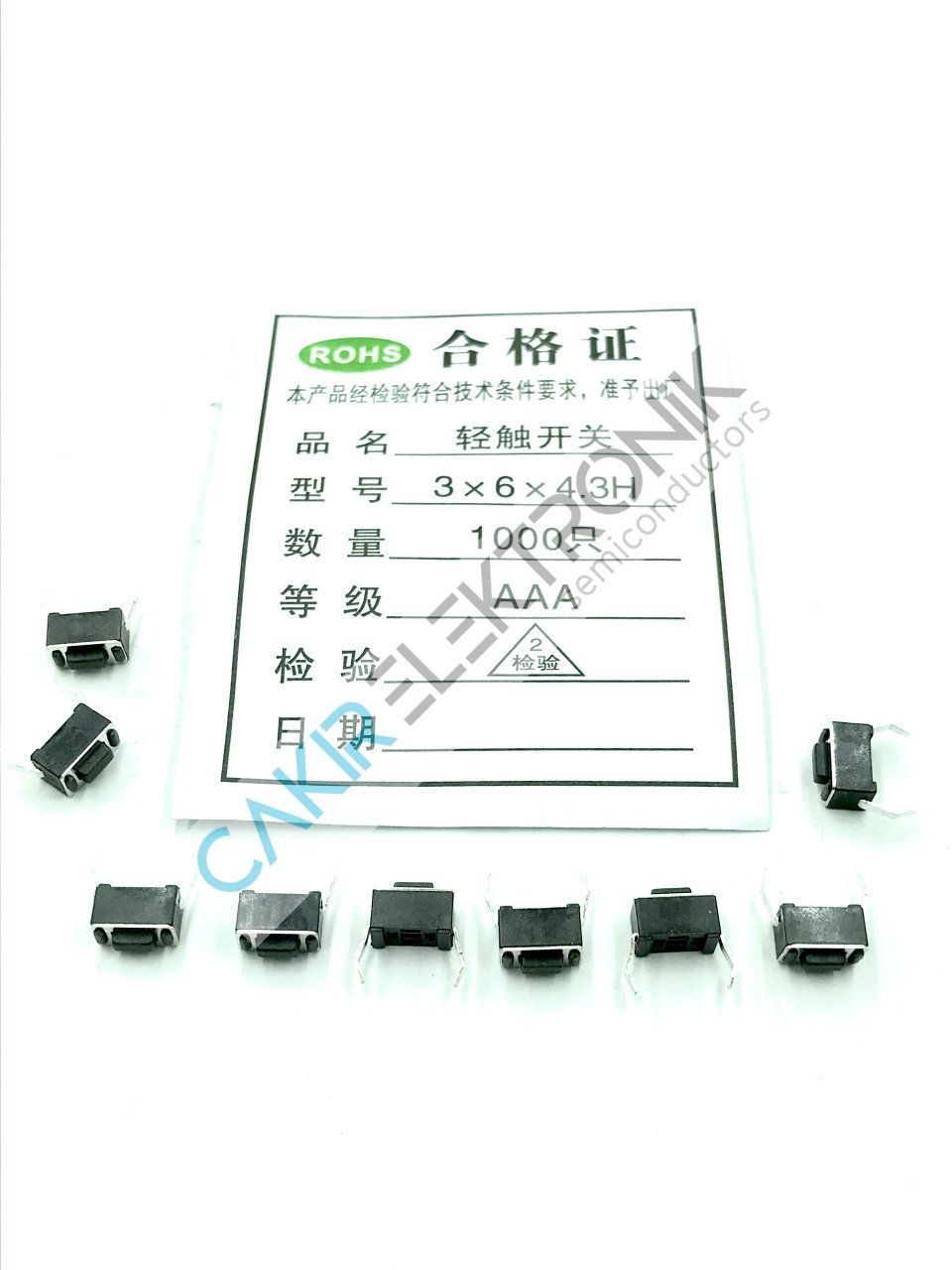 3X6 4.3MM 2PİN -  TAG SWITCH - TACTILE SWITCH