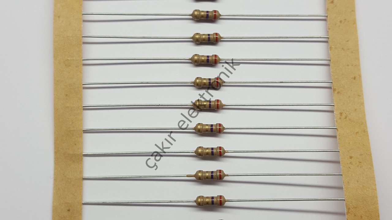 2,7R - 2.7 OHM , 2R7 , 2.7R  - 1/4 DİRENÇ - CF1/4 2,7Ω; 0.25W; ±5%; Ø2.3x6mm; Leads: axial