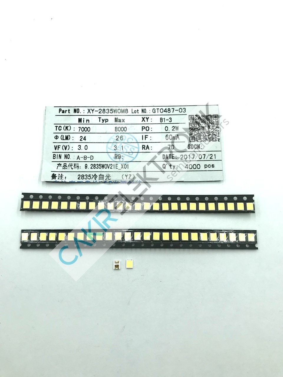 2835 LED  SOĞUK BEYAZ 60MA. 3,0-3,1V.