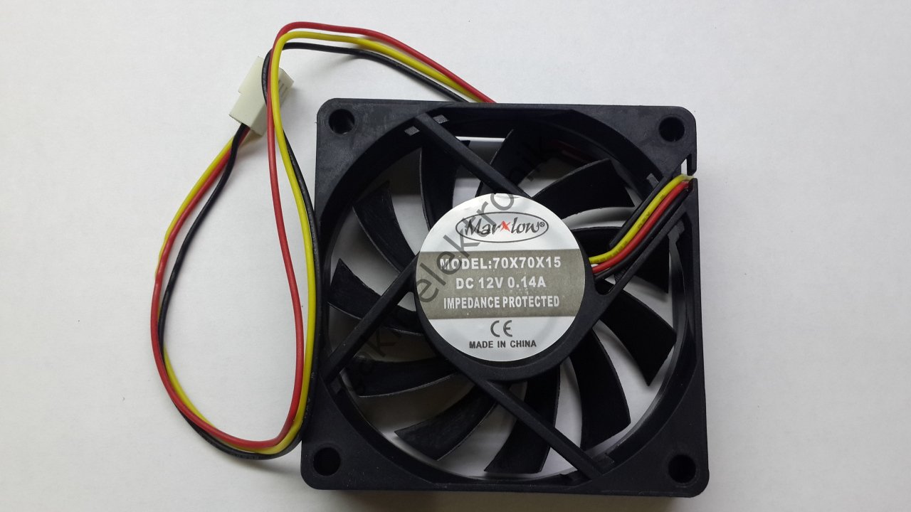 70X70X15MM - 12V FAN ÜÇ KABLO 0,14A.